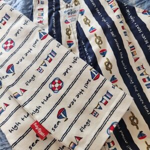 Vintage Baby B'gosh Nautical Sail Boat Stripe Cotton Romper - Red, Blue, White